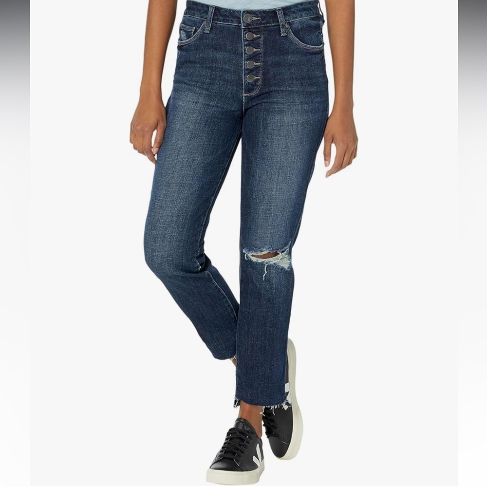 KUT from the Kloth Reese High-Rise Fab Ab Ankle Straight Leg - Parish Wash - 4